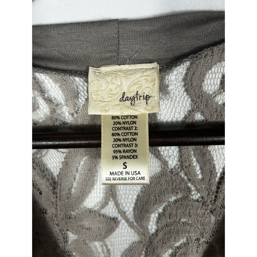 Sheer Lace Tunic Vest Top Size S Boho Forest Fairy Earthy Neutral Shabby Chic - Picture 6 of 10